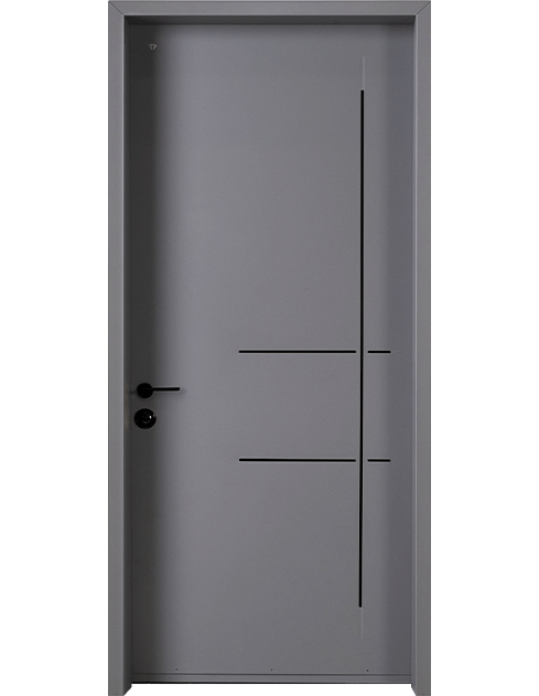 דלת כניסה פלדה דגם איה עם פס שחור - רב בריח