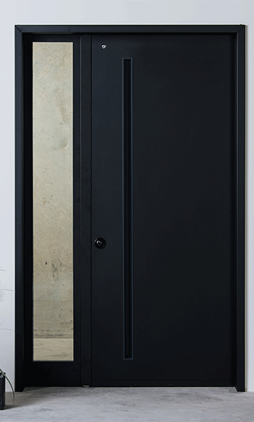 דלת כניסה מודרנית עם פס זכוכית - רב בריח
