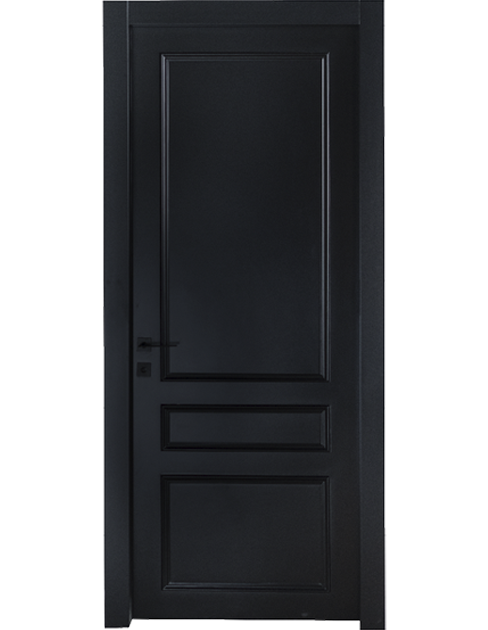 דלת פנים קלאסית - בעיצוב שחור 3 פאנלים